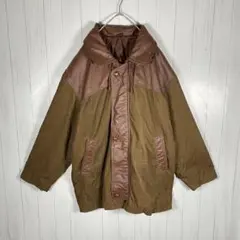 [古着]ビンテージ　レザージャケット　カーコート　牛革　コーデュロイ　切り替え