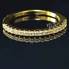 ゴールド ハーフエタニティ リング モアサナイト 18金コーティング 他サイズ有