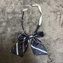 ネイビー ストライプ リボンネクタイ