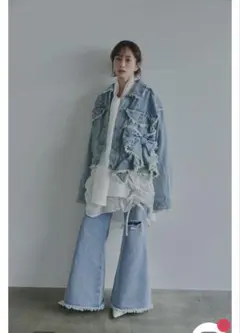 Andequal ribbon design denim jacket デニム - メルカリ