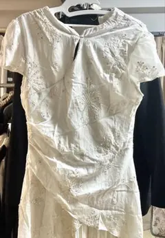 【美品】中華風刺繍 スパンコール チャイナドレス ワンピース ロングワンピ