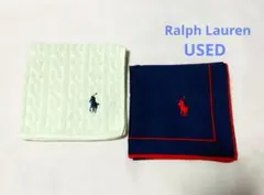 【USED】Ralph Lauren タオルハンカチ メンズハンカチ　2枚