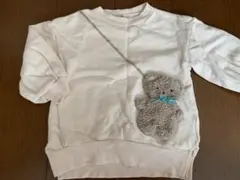 プティマイン　くまポシェット　裏起毛スウェット　トレーナー　100