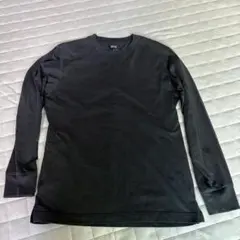 ユニクロ　エアリズムコットンUVカットクルーネックT（長袖）　黒　S　ブラック