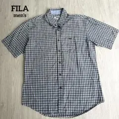 【フィラ】メンズシャツ 半袖 チェック ボタンダウン ゴルフウェア 大人