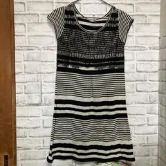 【未使用】ベルメゾン❣️綿麻等チュニックワンピース　ボーダーレース　レディース