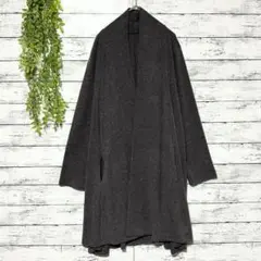 A1256　ye-ne　ダークグレー　長袖　オープンフロントカーディガン　F