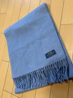 JOSHUA ELLIS 青ショートマフラー フリンジ付き