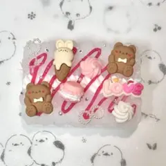 中ꕤ︎︎小物ケースホイップデコ(薄ピンク×クリア+くま)