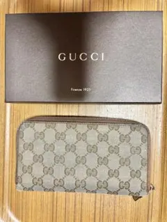 【箱付】定価9万位GUCCI長財布ラウンドジップモノグラムGGロゴファスナー
