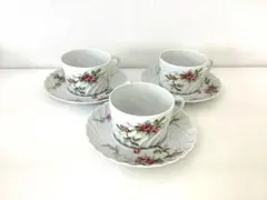 新品 レトロオールド深川 製磁 インペリアル薔薇 カップ＆ソーサー3組