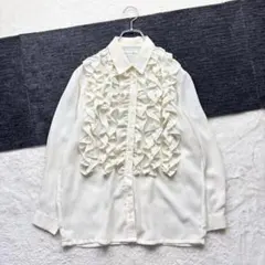 ♡【jwie club】9AR アイボリー ブラウス 長袖 フリル 仕事着