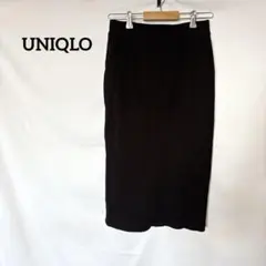 ♦︎UNIQLO リブ編み タイトスカート ひざ丈　M ブラック