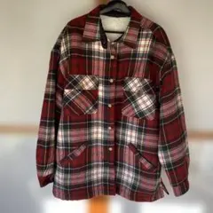 ユニセックス　チェック柄シャツジャケット　　 裏ボア　L