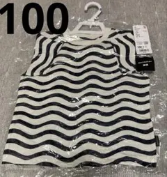 ユニクロ　マリメッコ　グラフィックTシャツ　ボーダー　100 半袖　ネイビー