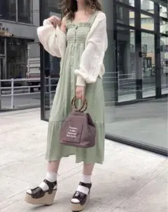 ワンアフターアナザーナイスクラップ　プリーツロングキャミワンピース