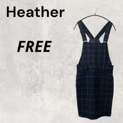 美品 良品 Heather ヘザー ネイビー FREE サロペット スカート 秋のサムネイル