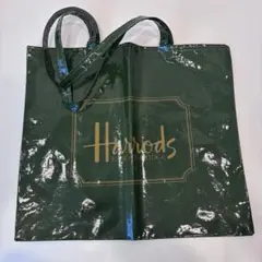 【美品】Harrods ハロッズ トートバッグ Lサイズ グリーン マチなし