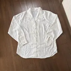 ホワイト 長袖 ボタン付きシャツ レース襟 シンプル