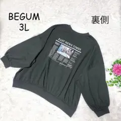 3665 BEGUM【3L】バルーンスリーブ スウェット バックプリント