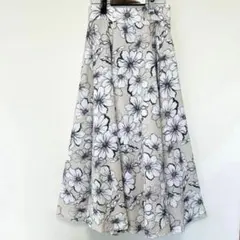PROPORTION フラワープリントフレアースカート花柄グレー ベージュ
