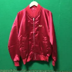 70〜80s‼️ビンテージ スタジャン サテン生地 赤 SHS Zipper