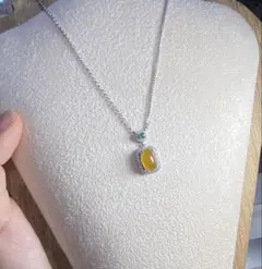 ミャンマー産A貨翡翠 高冰イエロージェイド 一体型ネックレス｜小ぶりで上品
