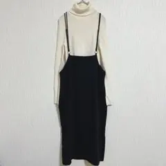 【KBF】アーバンリサーチ 黒いサロペット・オーバーオール ブラック ONE