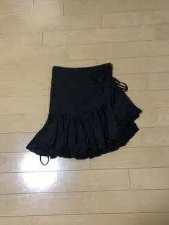 黒フリル付きラップスカート　社交ダンス　レッスンウェア　練習着