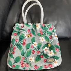 フェイラー　花柄刺繍グレーのハンドバッグ
