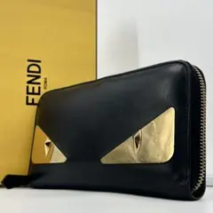 極美品✨フェンディ　長財布　モンスター　ラウンドジップ　レザー　黒