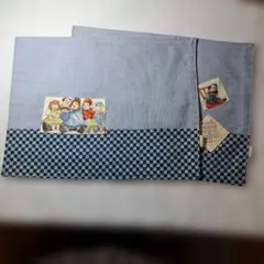 チェック柄とブルー生地のランチョンマット2枚セット