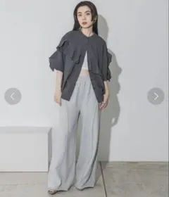 ジーナシス　ブリーチカコウスウェットパンツワイドパンツ　イージーパンツ