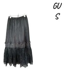 『新品』GU ブラック フレアスカート S