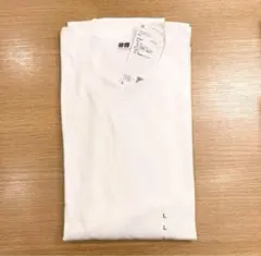 【新品タグ付】ユニクロ エアリズムコットンクルーネックTシャツ 長袖L ホワイト