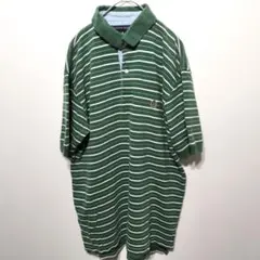 TOMMY HILFIGER トミーヒルフィガー ポロシャツ ボーダー グリーン
