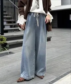 Dou Dou【ドゥドゥ】デニムなのにスウェット　デニムスウェットパンツ36のサムネイル