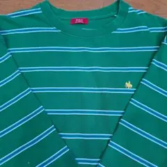 niko and ニコアンド POLO 緑 ストライプ 長袖Tシャツ