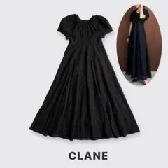 CLANE クラネ ドットメッシュワンピース 黒 2 ロング パフスリーブ Mのサムネイル