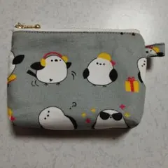 シマエナガ柄 ポーチ ハンドメイド