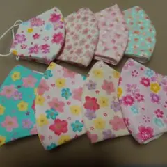 ハンドメイド マスク 小学校低学年 子供用 給食用 花柄 5枚セット