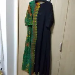 五分袖 しっかりコットンタイダイロングワンピース