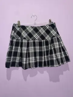 黒白 チェック プリーツスカート ミニ