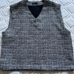 ZARA ツイード ノーカラーベスト S-M
