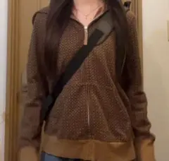 ユニクロ oria kielyジップアップパーカー フード付き レトロフラワー