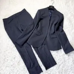 ☆美品☆m.f.editorial パンツスーツ ノーカラー ネイビー Mのサムネイル