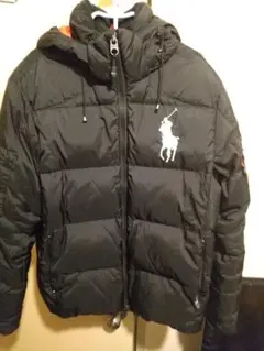 ポロ ブラック ダウンジャケット フード付き