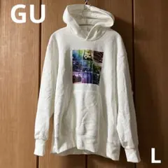 GU｜プルオーバーパーカー｜フーディー｜スウェット｜白｜裏起毛｜おしゃれ◎
