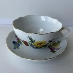 フランス製（リモージュ？） 陶磁器製ボウル ソーサー付き 小花模様