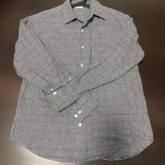 黒と白のチェック柄 長袖シャツ S